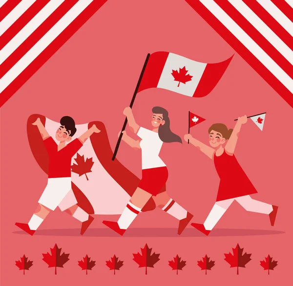 Happy People Canada Day Celebration Festive — Vettoriale Stock
