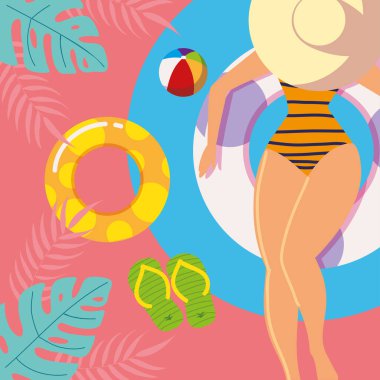 Yüzen kadın, yaz tatili.