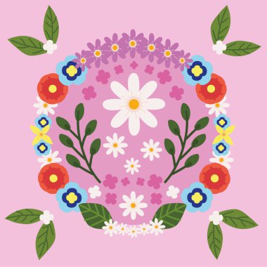 bahar çiçekleri ve yapraklar dekorasyon