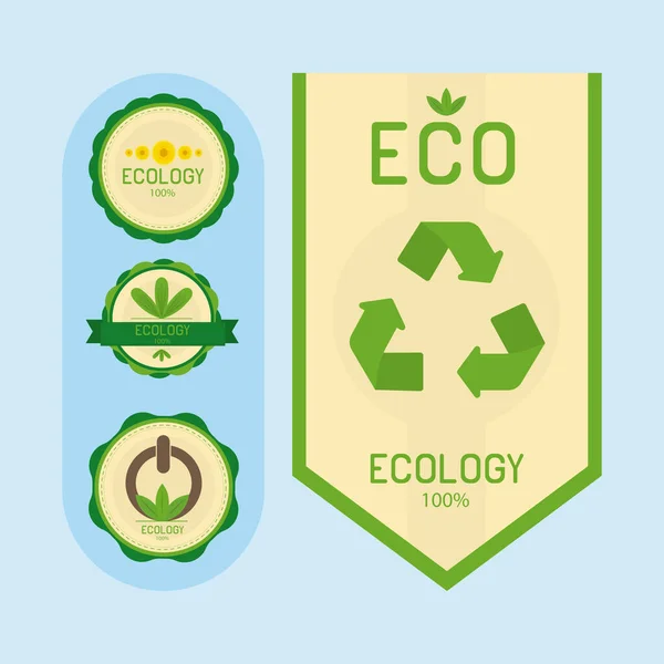 Etiquetas Coleção Ícones Design Ecológico — Vetor de Stock