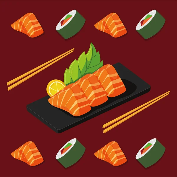 Comida Japonesa Restaurante Menú Diseño — Vector de stock
