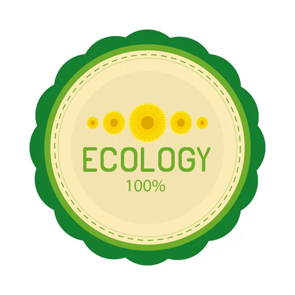 Ecology Organic Product Label Icon — Stok Vektör
