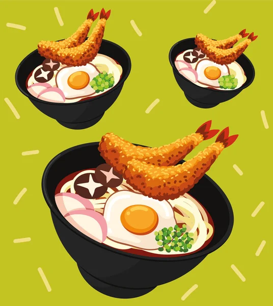 Japanese Shrimp Soup Food — Stock Vector