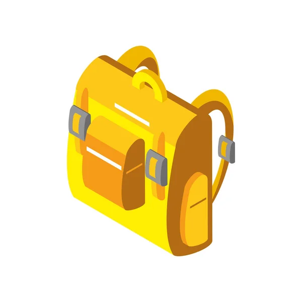 Žlutý Batoh Zásobování Ikona Izolované Izometrické — Stockový vektor