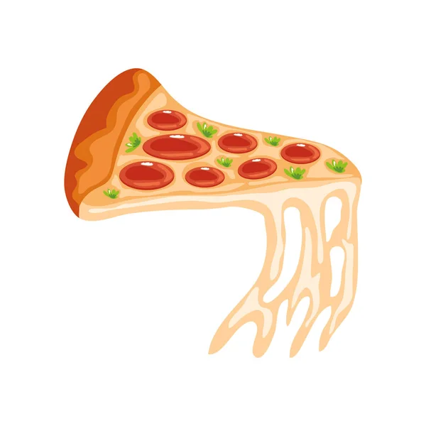 Pizza Melted Cheese Fast Food Icon — Stock vektor