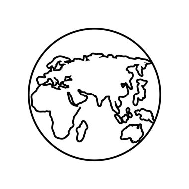 Dünya haritası Avrupa ve Afrika çizgi simgesi izole edildi