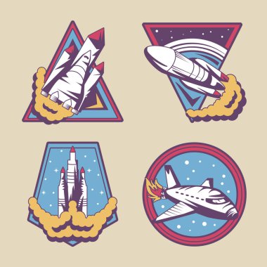 Boşluk retro etiketleri kümesi