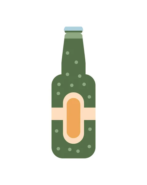 Green Beer Bottle Icon Isolated Flat — Stock Vector