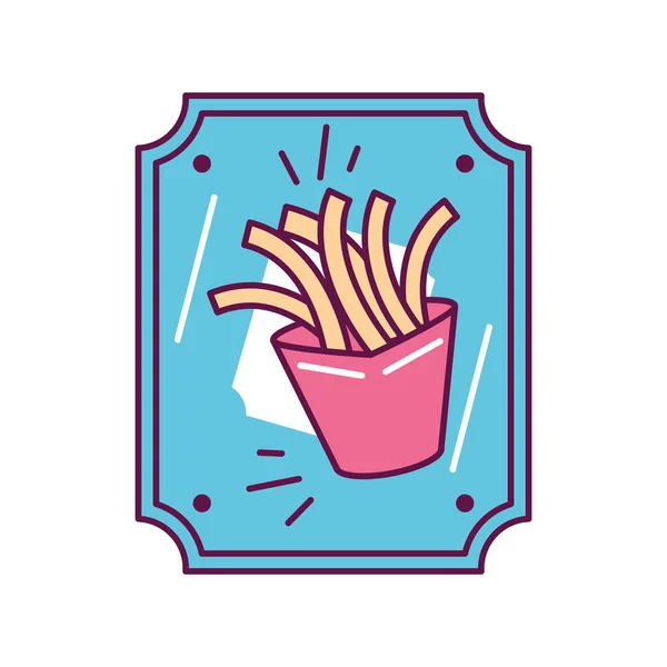 French Fries Food Cool Label Icon — Stock Vector