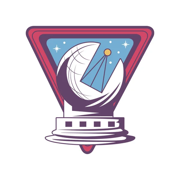 Badge Observatoire Spatial Icône Rétro — Image vectorielle