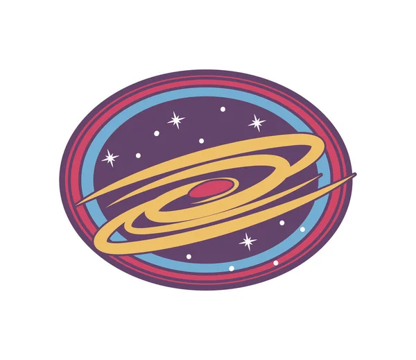 Galáxia Espacial Ícone Retro Emblema Cosmos — Vetor de Stock