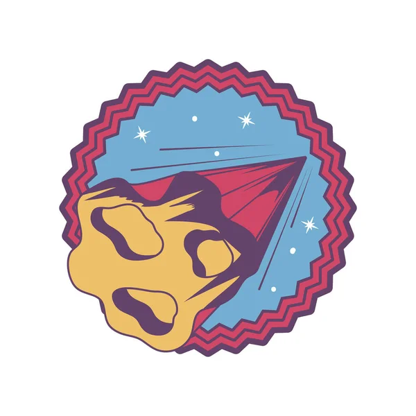 Space Asteroid Tag Retro Icon — Stockový vektor