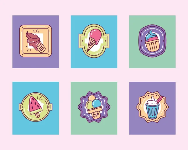 Set Cool Food Labels Style — Stock vektor