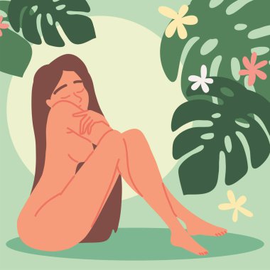 Mutlu kadın pozitif vücut hareketi konsepti