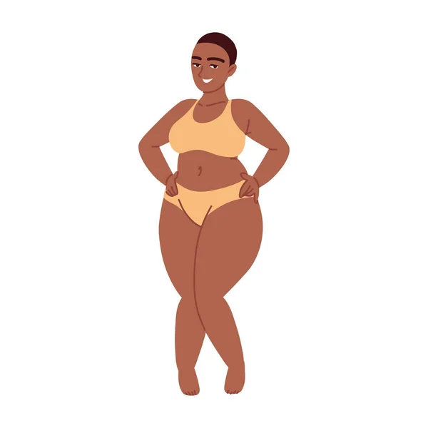 Krásný Velikost Žena Pozitivní Pohyb Těla — Stockový vektor