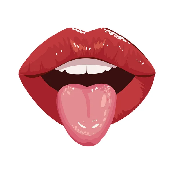 女性嘴巴 舌头和牙齿图标 — 图库矢量图片