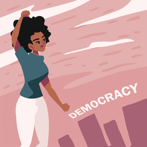 Activista Mulher Democracia Vetor Design —  Vetores de Stock