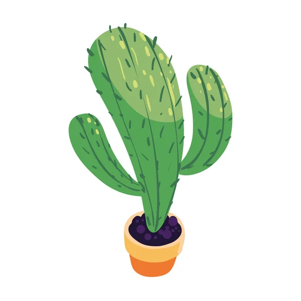 Icône Cactus Pot Isolé Plat — Image vectorielle