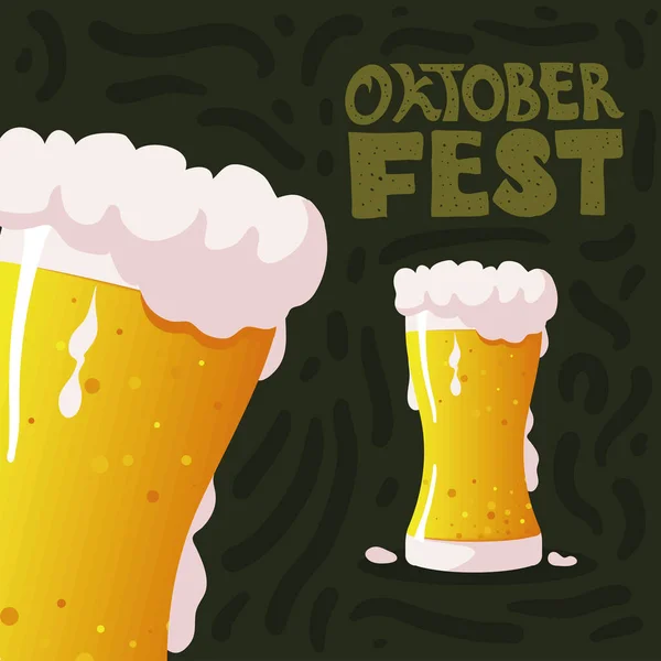 Oktoberfest Drink Banner Design Piatto — Vettoriale Stock