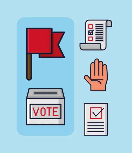 Elezioni Icone Voto Impostate — Vettoriale Stock