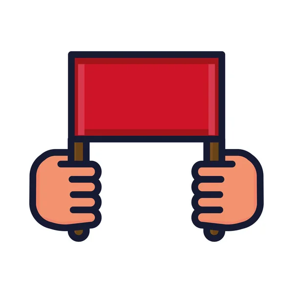 Hands Red Placard Icon Isolated — Stock Vector