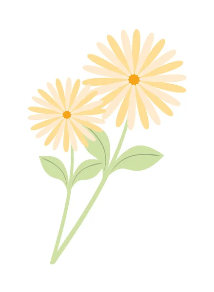 Λουλούδια Και Φύλλα Εικονίδιο Απομονωμένο — Διανυσματικό Αρχείο