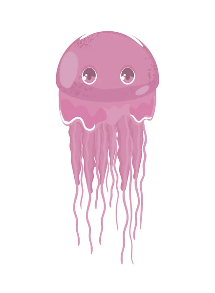 Jellyfish Sea Life Cute Icon — Stock Vector