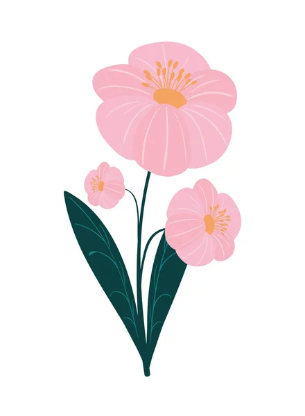 Blumen Und Blätter Ikone Isoliert — Stockvektor