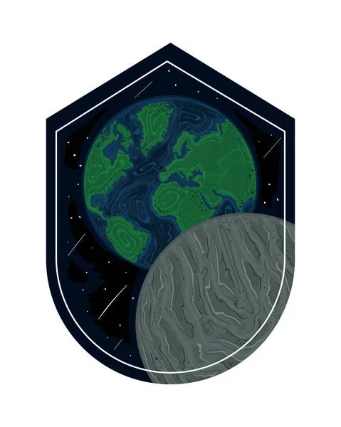Espace Planètes Cosmos Badge Design — Image vectorielle