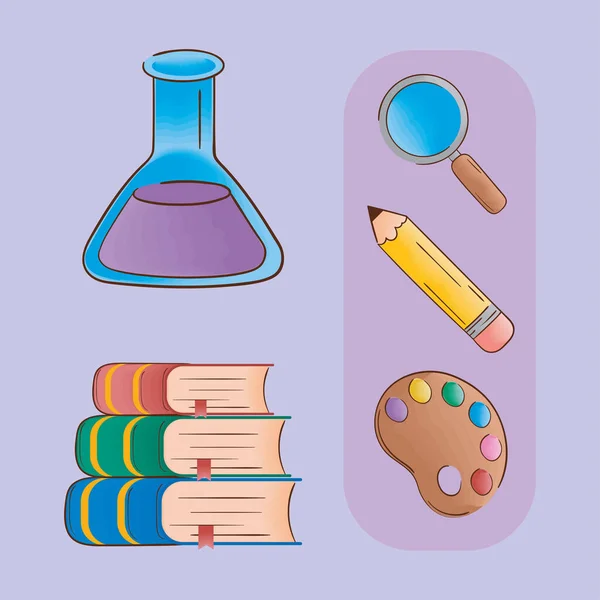 Icons Collection School Supplies Style — Stock vektor