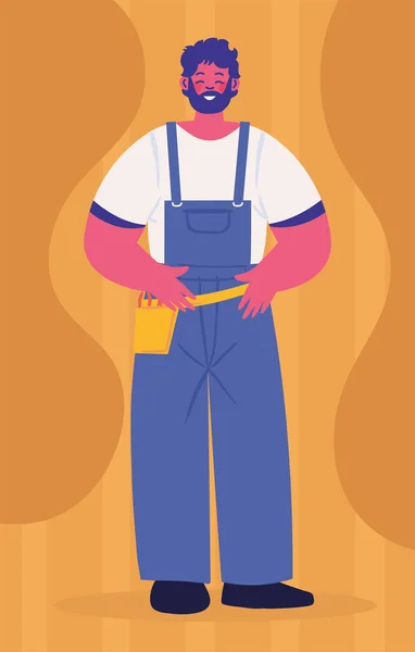 Worker Construction Profession Vector Style — Stock Vector