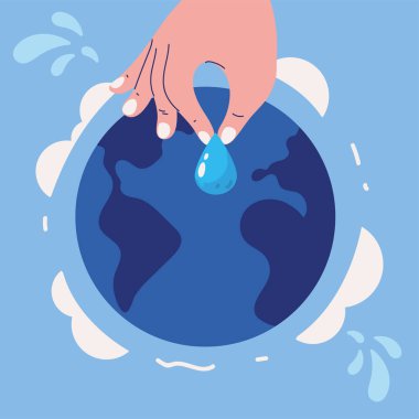 Dünya ve su ellerinde düşer.