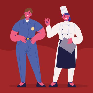 kadın karakter profesyonelleri, şef ve polis