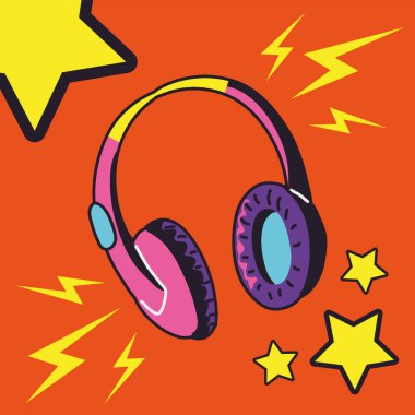 90 'ların kulaklıkları müzik vektör biçimi