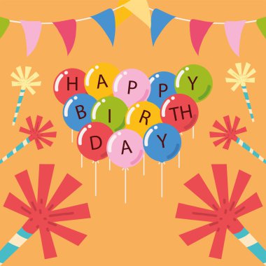 Doğum günü partisi balonları ve çelenk dekorasyonu