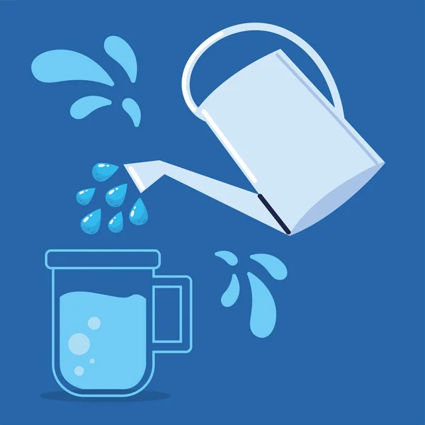 Gieter Gieter Water Glas — Stockvector