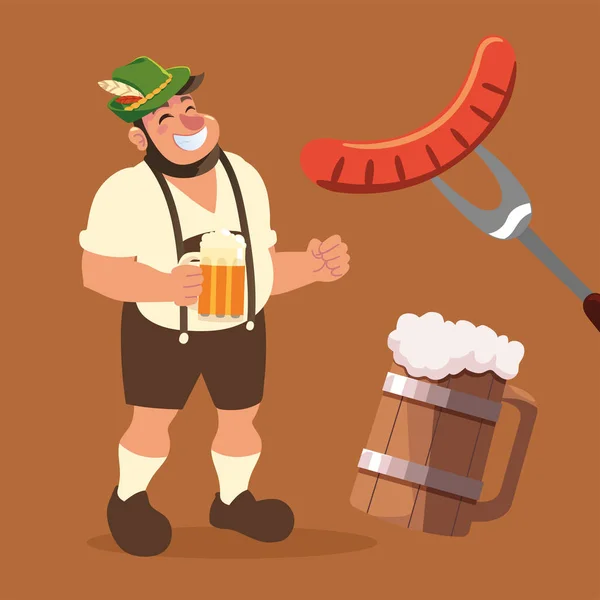 Oktoberfest Bavarian Hombre Cerveza — Archivo Imágenes Vectoriales