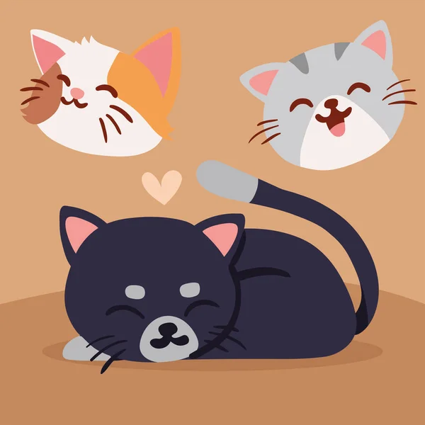 Urocza Grupa Śpiących Kotów — Wektor stockowy