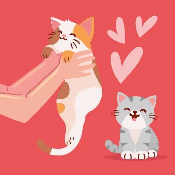 Handen Dragen Een Kat Cartoon — Stockvector