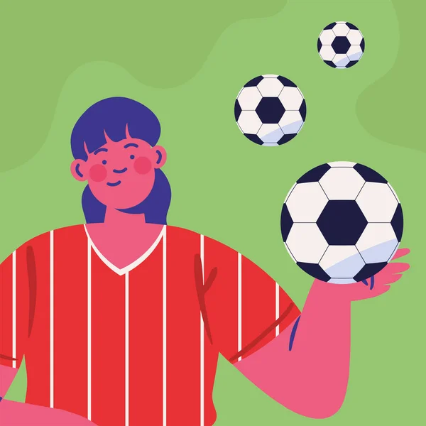 Female Soccer Player Balls — ストックベクタ