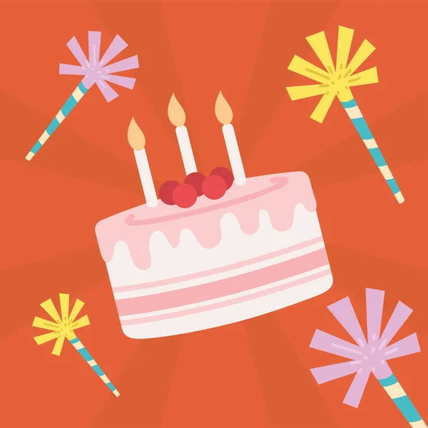 有蜡烛图案的生日蛋糕 — 图库矢量图片
