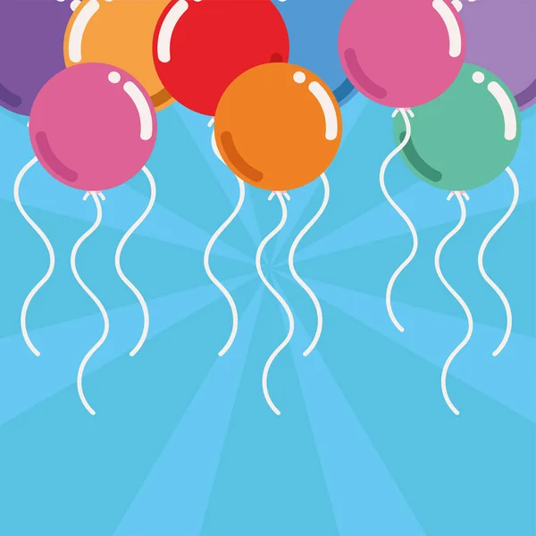 Balões Festa Decoração Azul Fundo — Vetor de Stock