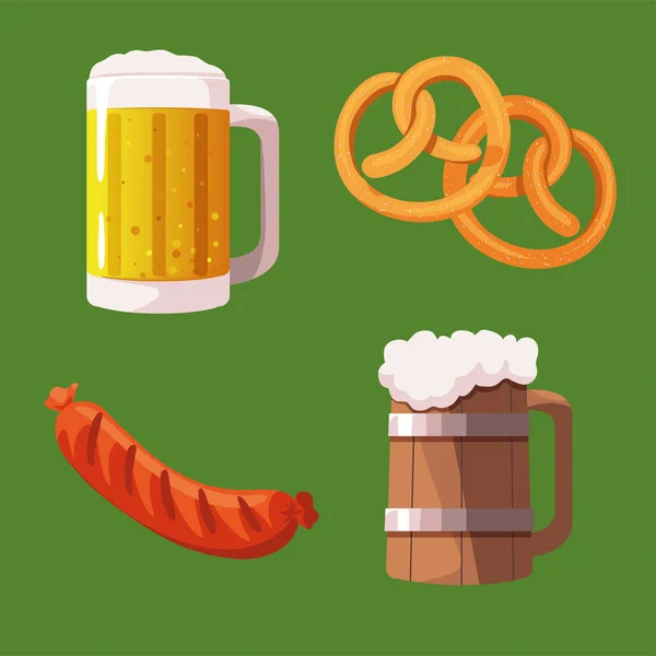 Ikony Piw Żywności Oktoberfest — Wektor stockowy