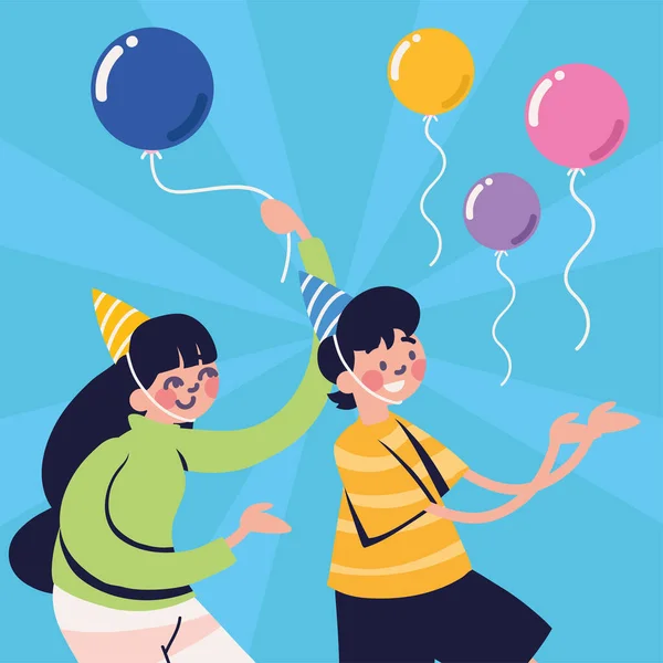 Παιδιά Χρόνια Πολλά Μπαλόνια Γιορτή — Διανυσματικό Αρχείο