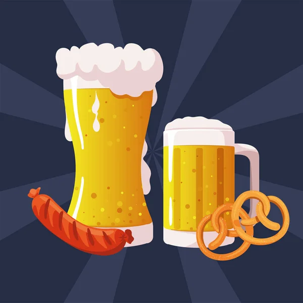 Bière Froide Oktoberfest Nourriture — Image vectorielle