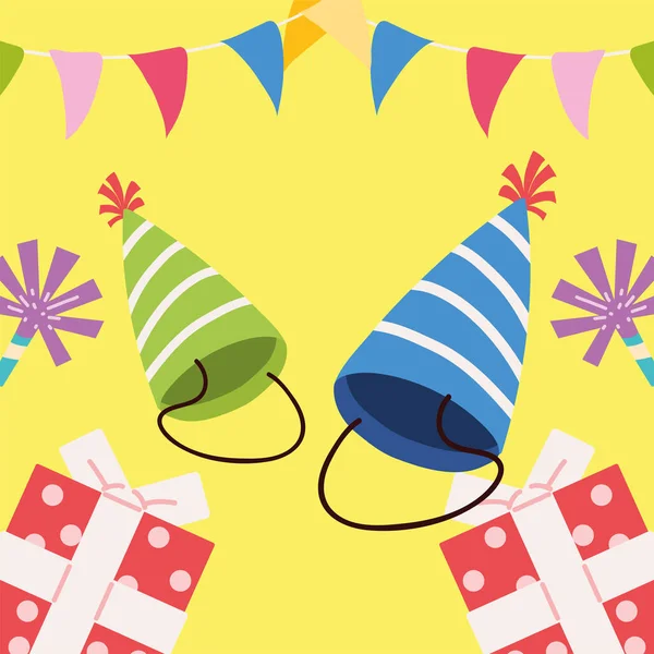 生日宴会礼帽和礼物 — 图库矢量图片
