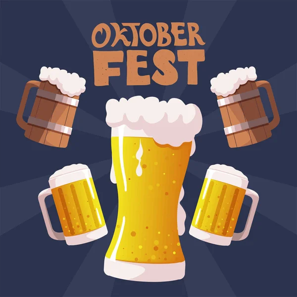 Oktoberfest Drink Celebrazione Invito Card — Vettoriale Stock
