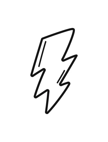 Thunderbolt Doodle Icoon Plat Geïsoleerd — Stockvector