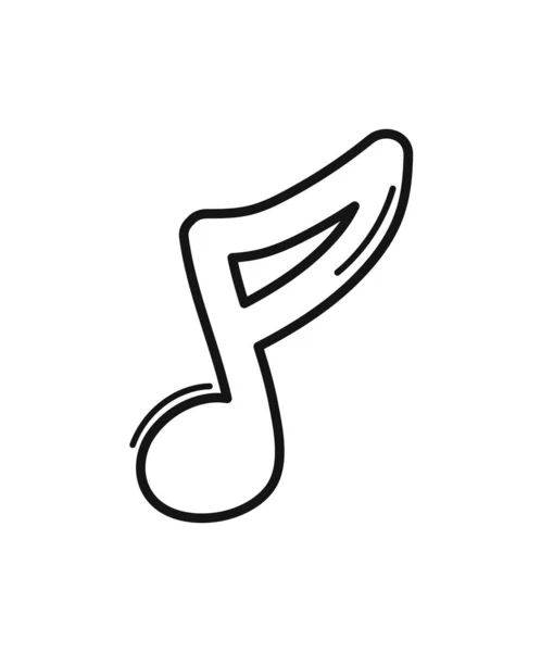 Note Musicale Icône Doodle Plat Isolé — Image vectorielle