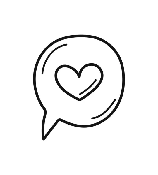 Social Media Heart Doodle Icon Flat Isolated — Archivo Imágenes Vectoriales